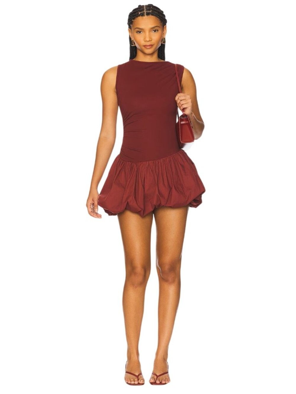 SNDYS x REVOLVE Maya Bubble Dress in Cranberry X-Small New Womens Mini